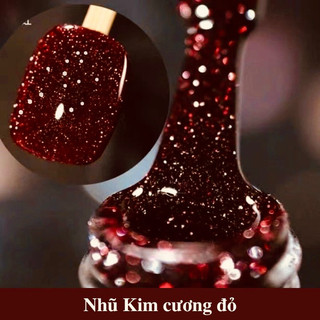 Sơn gel AS móng tay dùng máy hơ nhũ kim cương đỏ DMZ VUA SƠN AS 15ml