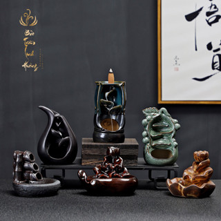 ( Bán Sỉ ) Thác Khói Nụ Trầm Hương [ HOÀNG ĐAN TEA ] Lư Xông Trầm Đốt Nhang Đồ Thờ Phong Thủy Phật Giáo Bằng Gốm Cao Cấp