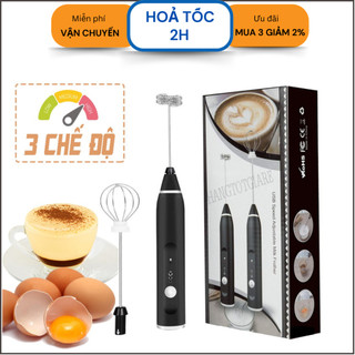 Máy đánh bọt cà phê mini cầm tay, máy đánh trứng Sokany 3 cấp độ sạc pin usb tặng kèm 2 đầu tạo bọt, bảo hành 1 tháng
