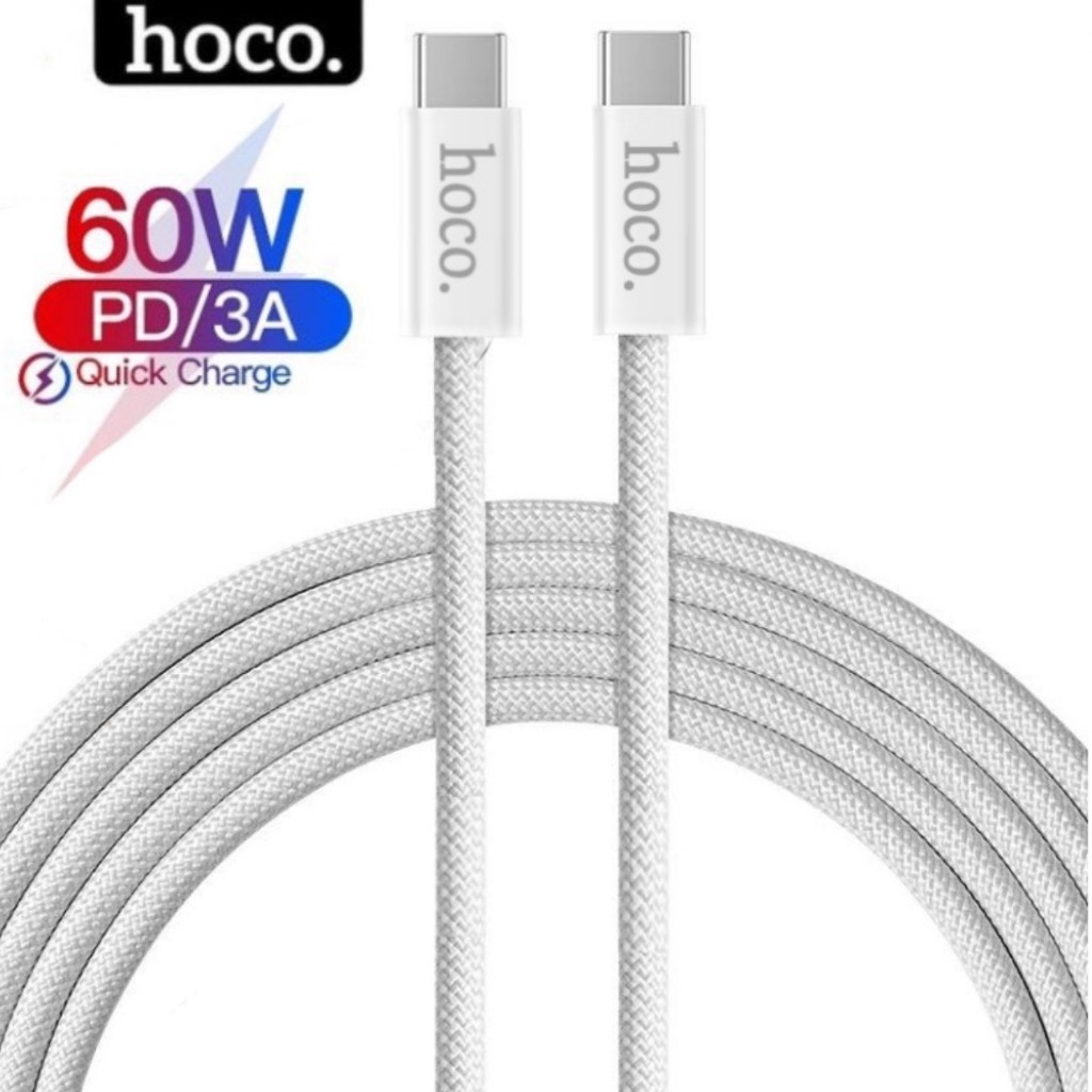 Dây sạc nhanh 60w 2 đầu type c chính hãng Hoco dùng cho 15 16 17 .. bọc du siêu bền cao cấp