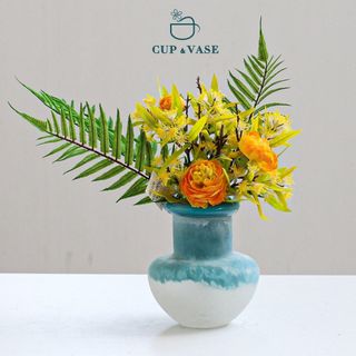 Bình Hoa Thủy Tinh Thổi Tay CUP & VASE Dáng Thấp - Bề Mặt Nhám - G163