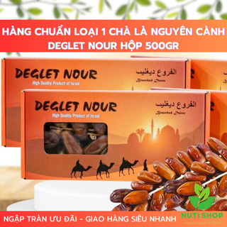 [CHÍNH HÃNG] Chà Là Khô Nguyên Cành Deglet Nour Israel Mẫu Mới Dẻo Ngon Chuẩn Loại 1 Nhập Khẩu (Hộp 500g)