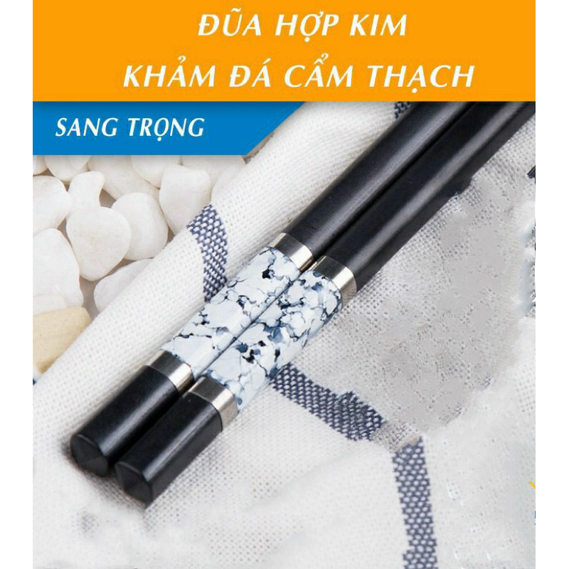 Đũa hợp kim cao cấp Hàn Quốc vân đá (Hộp 10 đôi)