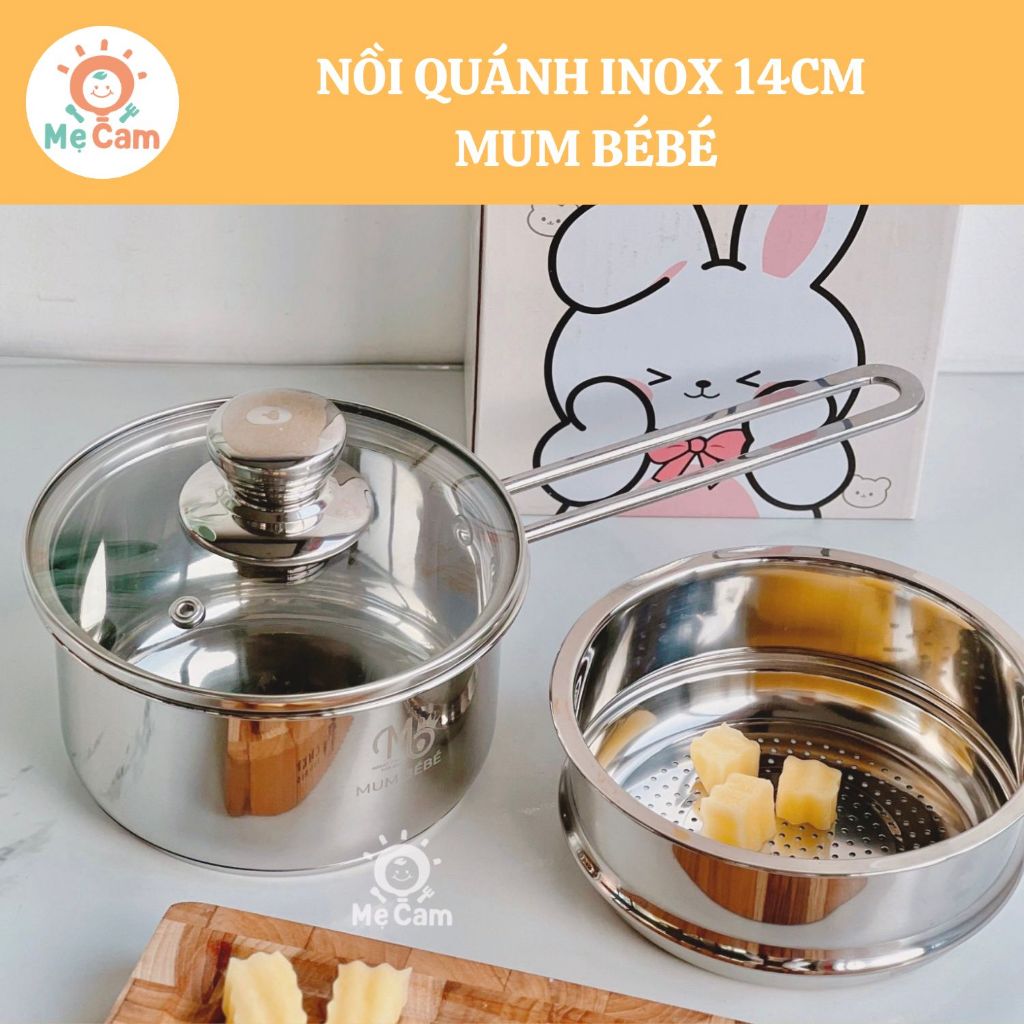 Nồi quánh inox Mum Bébé có tay cầm quấy cháo quấy bột cho bé Shop Mẹ Cam