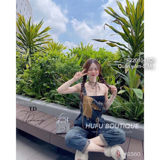 Đầm yếm jean dáng dài xẻ tà 2 dây [BEXU]