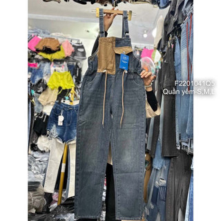 Đầm yếm jean dáng dài xẻ tà 2 dây [BEXU]