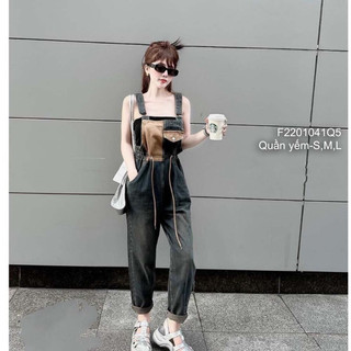 Đầm yếm jean dáng dài xẻ tà 2 dây [BEXU]