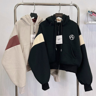 Áo hoodie - áo khoác nỉ ngoại dây full zip mẫu mới 2024 in chữ logo a tròn