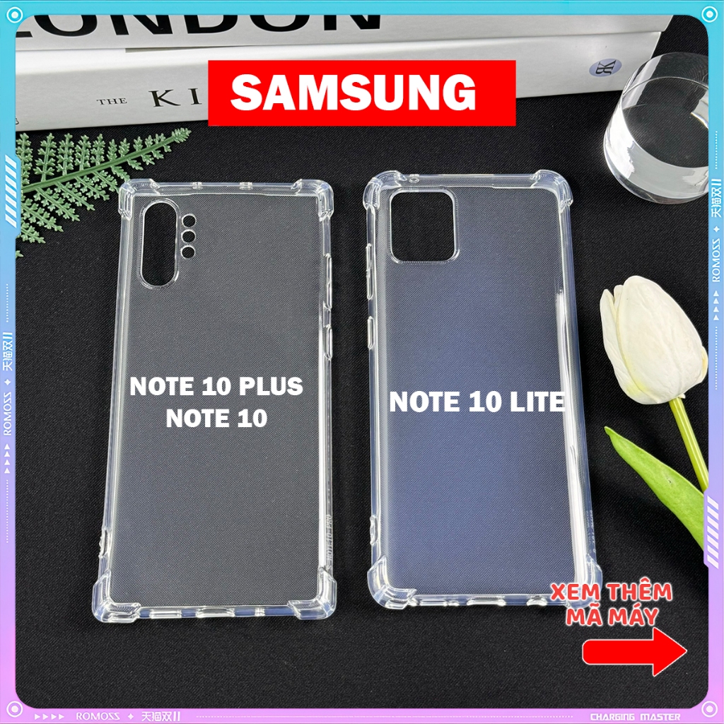 Ốp Samsung NOTE 10 / 10 PLUS / 10 LITE Bảo Vệ Cam, Chống Sốc, Trong Suốt, Silicon