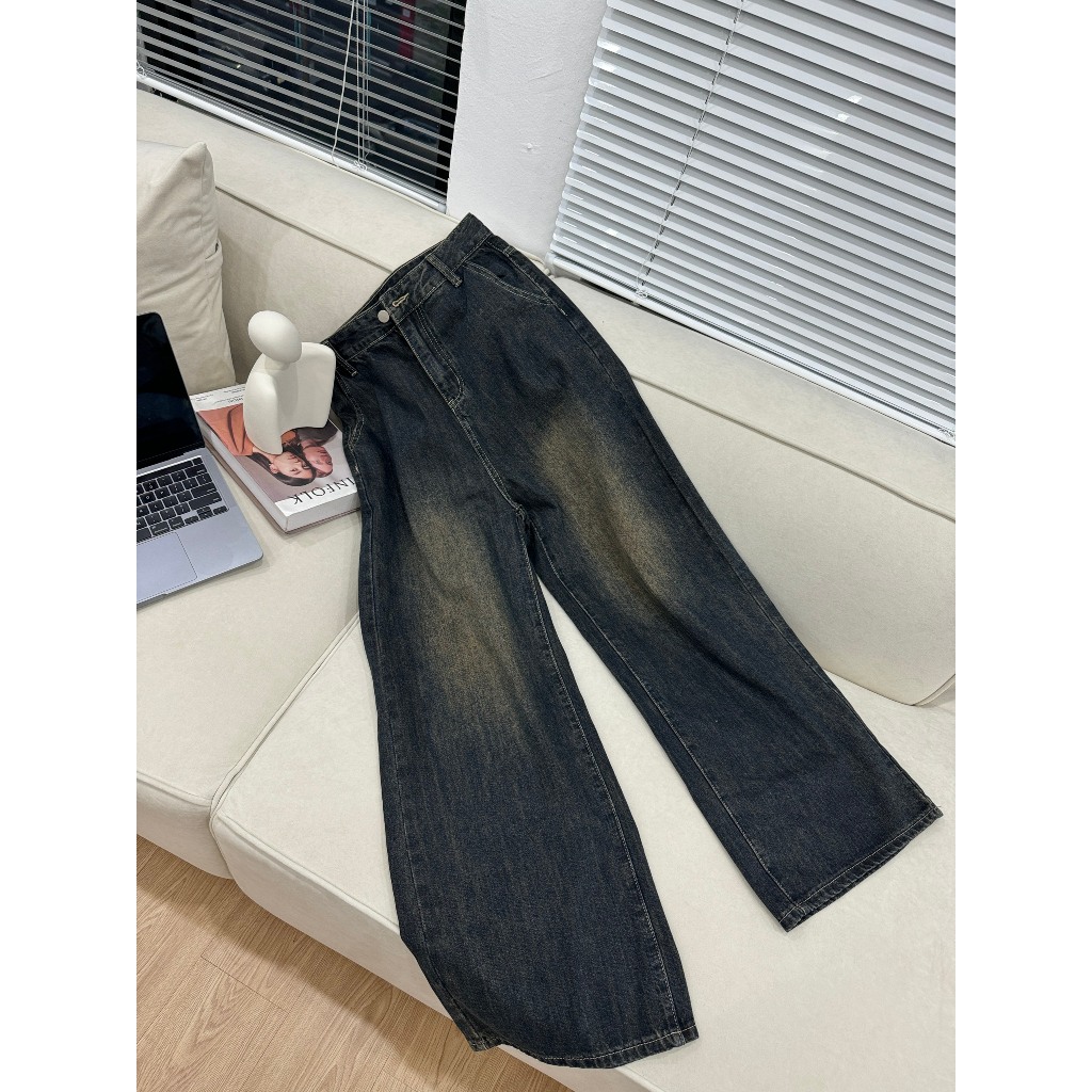 Q519-QUẦN JEANS ỐNG RỘNG TÚI CHÉO