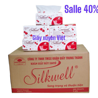  Thùng 36 Gói Khăn Giấy Rút Lụa Silkwell 280 Tờ Cherry 2 Lớp Giấy Ăn Đa Năng Chuyên Dụng 