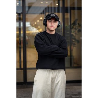 Áo Len chất liệu dệt kim THEM STUDIO màu đen Unisex