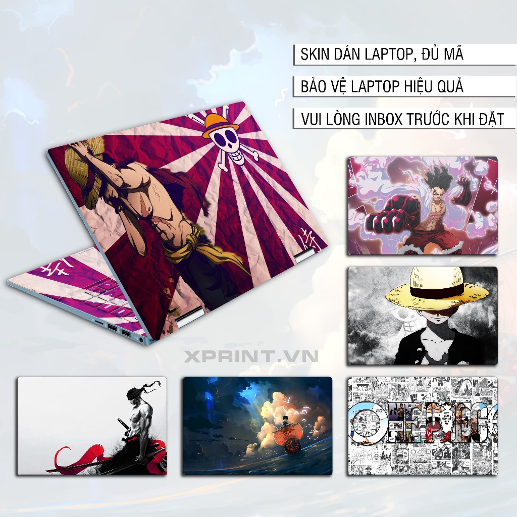 Miếng dán laptop, skin hình Luffy, onepice cho Laptop Acer, HP, Dell, Macbook, surface....