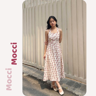 Váy Dáng Dài Cổ Yếm Hoa Nhí Phong Cách Tiểu Thư, Đầm Dáng Dài Hở Lưng Đi Tiệc, Đi Biển - Thời Trang Mùa Hè