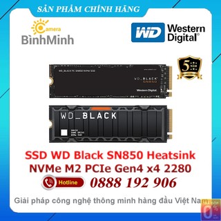 Ổ Cứng SSD 1TB 2TB WD Black SN850 SN850X HeatSink NVMe M2 PCIe Gen4x4 2280 Kèm Tản Nhiệt - BH 5 Năm