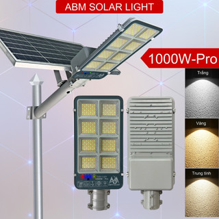 [1000W] Đèn Đường Năng Lượng Mặt Trời ABMSOLAR , Tấm Pin Monosilicon, Đổi 3 Màu Ánh Sáng, Chất Liệu Nhôm Nguyên Khối