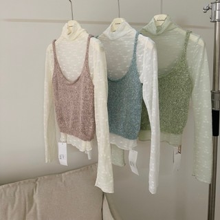 Set áo voan tay dài kèm gile len 9952