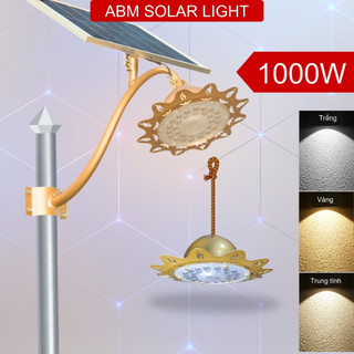 Đèn hoa năng lượng mặt trời abmsolar , chiếu sáng sân vườn hình bông hoa ,công suất 1000w , chuyển đổi 3 màu le