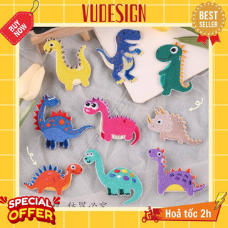 Sticker Dán Vải, Sticker Ủi Thêu Quần Áo, Balo, Túi, Mũ Hình Khủng Long Dinosaur Vudesign