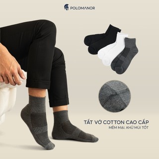  COMBO 2 đôi Tất vớ cổ ngắn vải cotton cao cấp mềm mại, đàn hồi cao, khử mùi tốt -  POLOMANOR