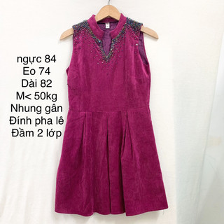 Thanh lý đầm nhung gân đính đá, pass đầm 2hand
