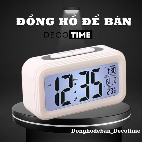 Đồng hồ để bàn decor led mini, đồng hồ báo thức điện tử trang trí thông minh cute nhiều màu, decor bàn học phòng ngủ