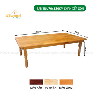 Bàn Trà Chân Tiện Kích Thước 70x120Cm Gỗ Cao Su