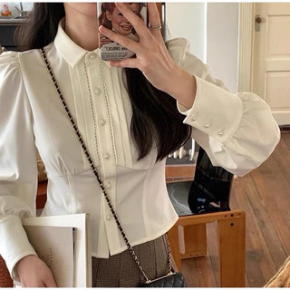 Áo sơmi viền ren tiểu thư