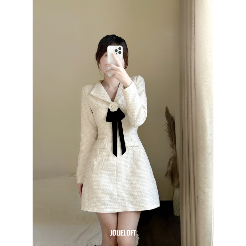 Váy nữ tiểu thư đính nơ dự tiệc thiết kế MINAH Dress JOLIE LOFT, đầm dáng ngắn sang trọng đi chơi