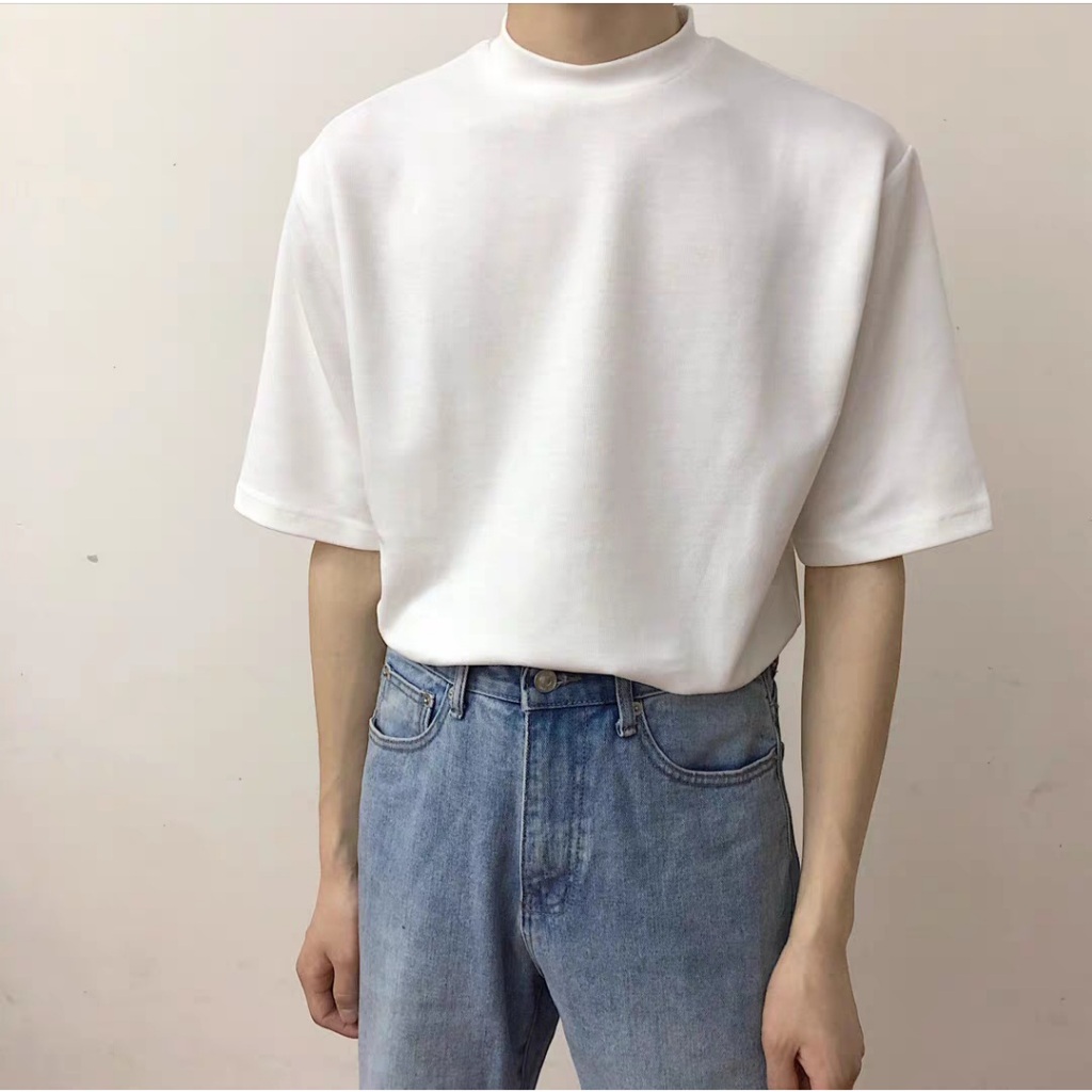 Áo thun PAZURU unisex BaSicCUD cổ ôm (cổ cao 1/3) form rộng Menswear