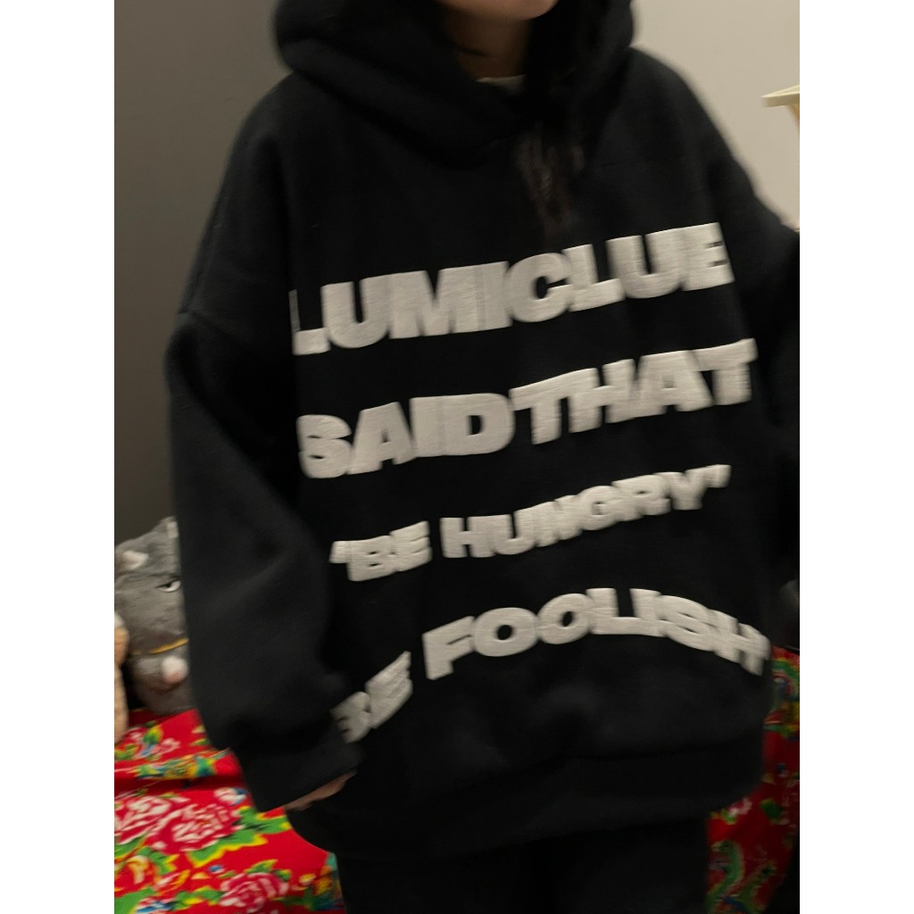 ÁO HOODIE LÔNG IN CHỮ NỔI LUMICLUB D63