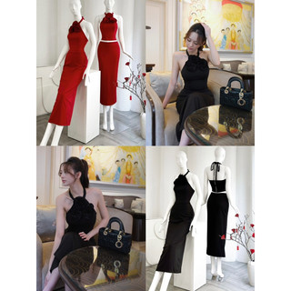 Set áo yếm đính hoa chân váy dài