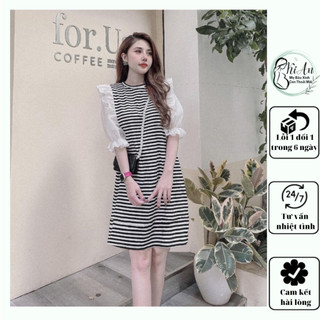 Váy bầu mùa hè chất liệu cotton mềm mại thoáng mát💗 Đầm bầu tay pha trắng cho mẹ bầu đi làm đi chơi💗xinh điệu đà
