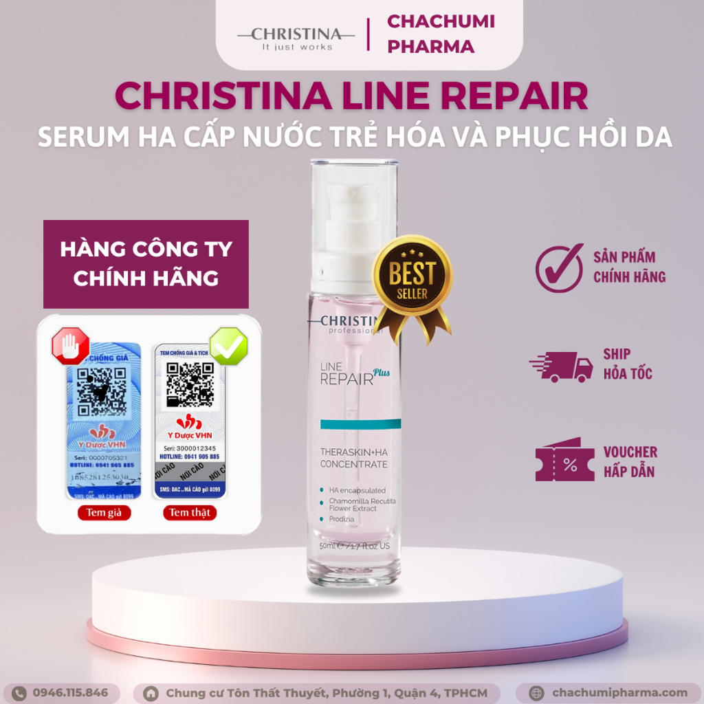 Serum Cấp Nước Christina Line Repair Theraskin + HA Concentrate 50ml