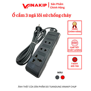 Ổ cắm 3 ngả vinakip lõi sứ chống cháy 4500 w