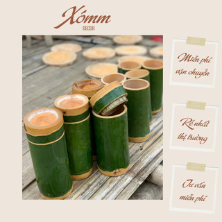 Cốc tre có nắp đựng kem, trà sữa, thức ăn bằng tre tự nhiên, cốc tre, ly tre decor nhà hàng, thân thiện với môi trường