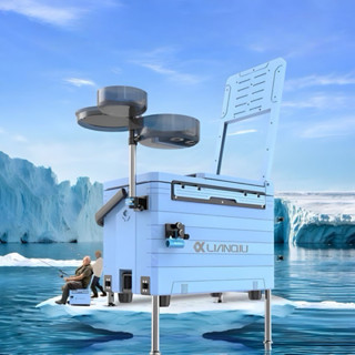 Thùng Câu Lianqiu Xanh Sữa 36L Kèm Phụ Kiện Đầy Đủ- Thùng Câu Đài, Thùng Câu Cá Cao Cấp, Chính Hãng