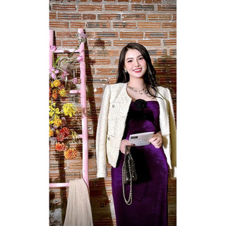 Váy nhung hoa tím Eclipse Clothing