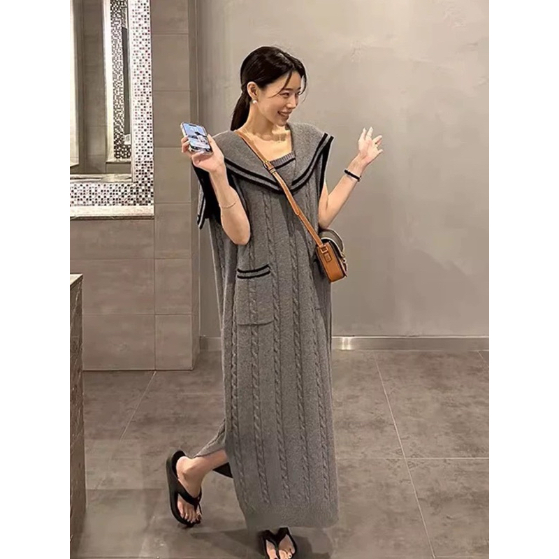 VÁY LEN MIDI CỔ VIỀN HÀN QUỐC