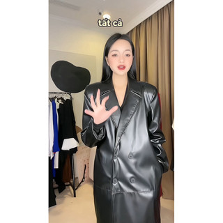 Áo măng tô da đai tay Eclipse Clothing