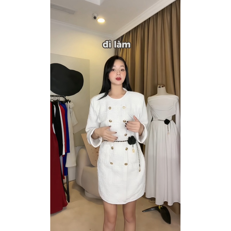 Váy dạ tuyt tay pha trắng Eclipse Clothing