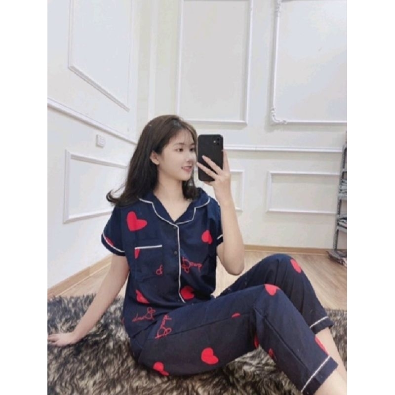 Bộ Pyjama lụa satin pha kẻ GC