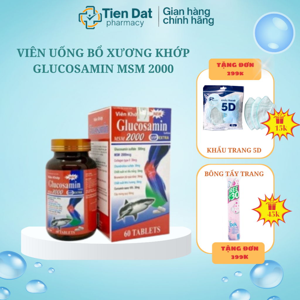 Glucosamine MSM 2000 - Giảm đau nhức mỏi khớp (hộp 60 viên)
