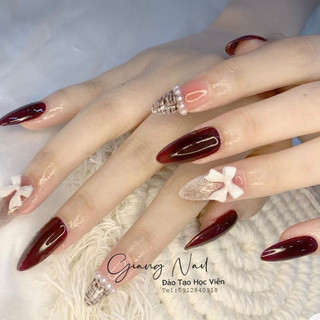 Nailbox đỏ phối nơ