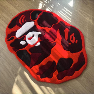 Thảm trang trí bape red camo bape head - red camo bape head rug
