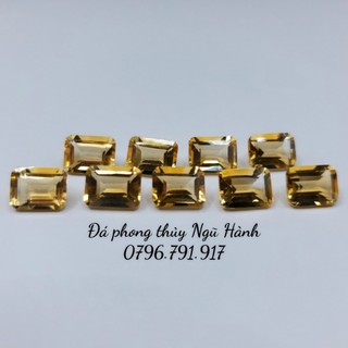 Mặt charm thach anh vàng Citrine Faxet size 6x8mm hàng kiểm định