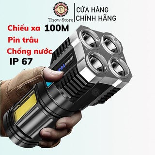 Đèn pin siêu sáng 🔥freeship🔥 đèn pin 4 bóng led nhiều chế độ chiếu sáng