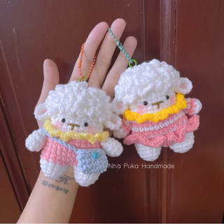 Móc khóa con cừu bằng len handmade