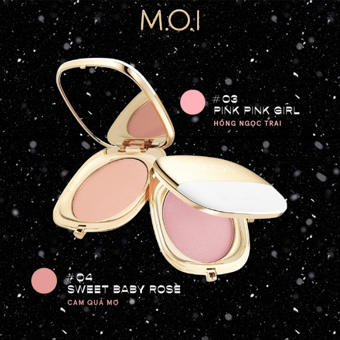 Phấn má hồng M.O.I - Phiên bản mùa lễ hội - Với 2 tone màu trendy, nổi bật và tôn da - giúp nàng trông kiêu sa mỗi ngày.