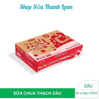 [HSD T12-2024] Thùng 48 Hộp Nutifood NuVi Sữa Chua Uống Dâu Có Thạch Hộp 170ml.